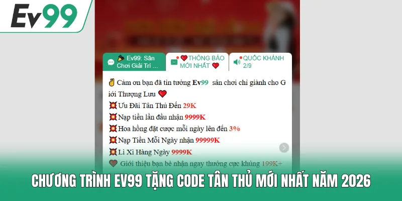 EV99 Tặng Code Tân Thủ - Tổng Hợp Mã Thưởng Mới Nhất 2026 EV99 Tặng Code Tân Thủ - Tổng Hợp Mã Thưởng Mới Nhất 2026